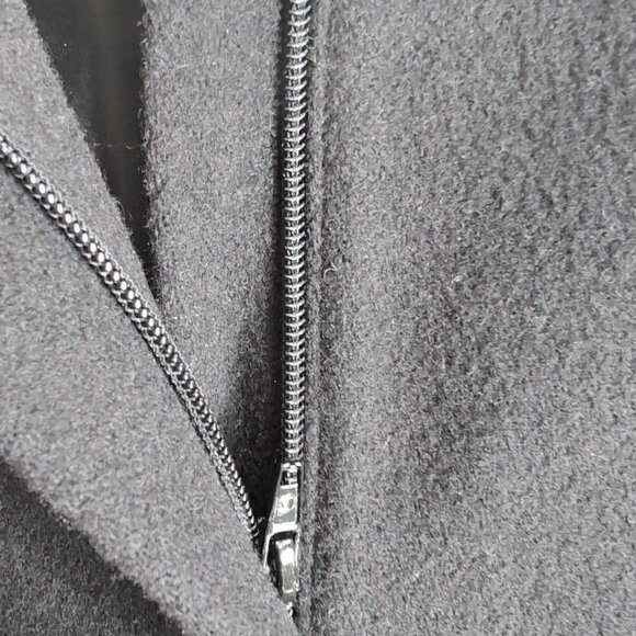 La Mode Super Women's Black Wool Trench Coat with Hood, Size 10-12 - Picture 4 of 8